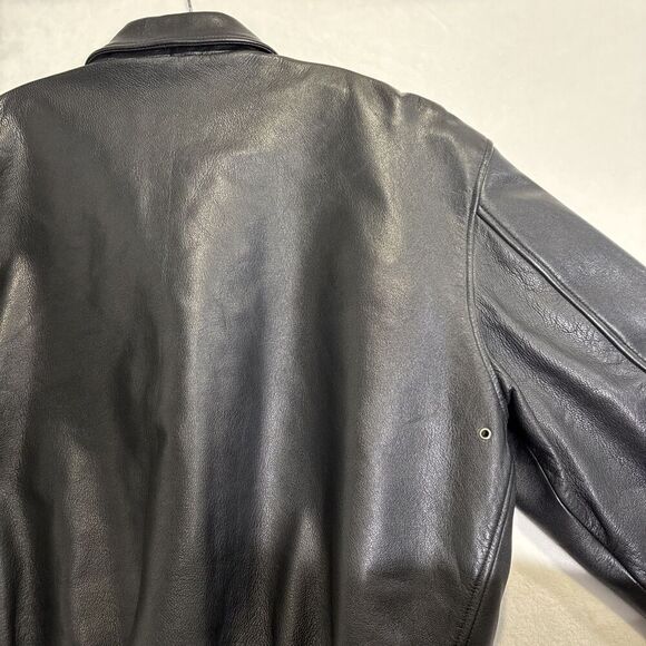 US Wings Men’s Black Leather Bomber Flight Jacket Size XXL - Picture 10 of 16